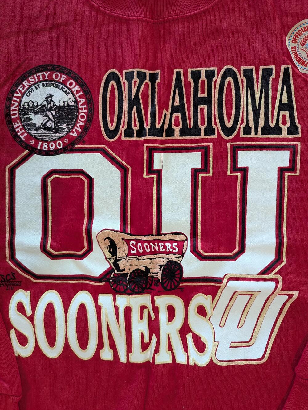 Vintage Oklahoma Sooners Sweatshirt Mens Large Red NCAA Football Tultex USA 90s - Picture 2 of 6